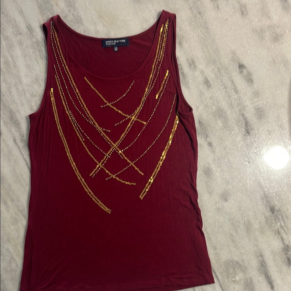 Jones New York Beaded Top/Blouse/ Shirt